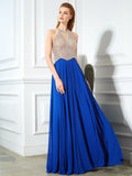 A-Line/Princess Scoop Sleeveless Floor-Length Crystal Chiffon Dresses TPP0003281