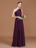 A-line/Princess One-Shoulder Lace Chiffon Sleeveless Floor-Length Bridesmaid Dresses TPP0005725