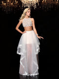 A-Line/Princess Scoop Applique Sleeveless Long Tulle Two Piece Dresses TPP0003224