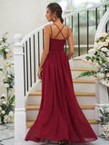 A-Line/Princess Chiffon Ruffles V-neck Sleeveless Floor-Length Bridesmaid Dresses TPP0004944