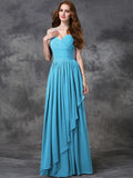 A-line/Princess Spaghetti Straps Sleeveless Long Ruffles Chiffon Bridesmaid Dresses TPP0005431