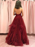 A-Line/Princess Net Spaghetti Straps Sleeveless Ruffles Floor-Length Dresses TPP0003338