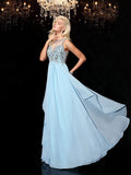 A-line/Princess Scoop Beading Sleeveless Long Chiffon Dresses TPP0002926