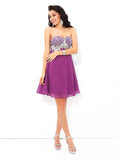 A-Line/Princess Sweetheart Rhinestone Sleeveless Short Chiffon Cocktail Dresses TPP0004123