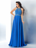 A-Line/Princess Scoop Beading Long Sleeveless Chiffon Dresses TPP0002856