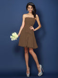 A-Line/Princess Strapless Hand-Made Flower Sleeveless Short Chiffon Bridesmaid Dresses TPP0005650