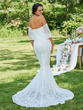 Trumpet/Mermaid Lace Ruffles Strapless Sleeveless Sweep/Brush Train Wedding Dresses TPP0006439