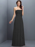 A-Line/Princess Strapless Hand-Made Flower Sleeveless Long Chiffon Bridesmaid Dresses TPP0005617