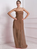 A-Line/Princess Strapless Sleeveless Beading Long Chiffon Bridesmaid Dresses TPP0005577