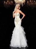 Trumpet/Mermaid Sweetheart Beading Sleeveless Long Organza Dresses TPP0009094