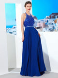 A-Line/Princess Jewel Sleeveless Beading Chiffon Sweep/Brush Train Dresses TPP0003515