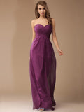 Sheath/Column Sweetheart Sleeveless Long Beading Ruffles Chiffon Bridesmaid Dresses TPP0005772