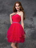 A-line/Princess Sweetheart Beading Sleeveless Short Satin Cocktail Dresses TPP0008768