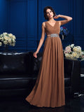 A-Line/Princess V-neck Pleats Sleeveless Long Chiffon Mother of the Bride Dresses TPP0007310