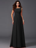 A-Line/Princess Scoop Ruffles Sleeveless Long Chiffon Bridesmaid Dresses TPP0005023