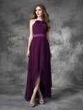 A-line/Princess Halter Ruffles Sleeveless High Low Chiffon Bridesmaid Dresses TPP0005338