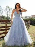 A-Line/Princess Ruffles V-neck Sleeveless Floor-Length Dresses TPP0001573