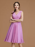 A-Line/Princess Bateau Sleeveless Short/Mini Ruffles Chiffon Bridesmaid Dresses