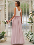 A-Line/Princess Chiffon Ruffles Scoop Sleeveless Floor-Length Bridesmaid Dresses TPP0004949