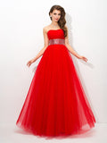 Ball Gown Strapless Beading Sleeveless Long Net Quinceanera Dresses TPP0003313