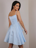 A-Line/Princess Satin Bowknot Spaghetti Straps Sleeveless Short/Mini Dresses TPP0004843