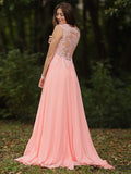 A-Line/Princess Chiffon Lace V-neck Sleeveless Sweep/Brush Train Dresses TPP0004823