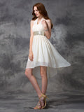 A-line/Princess Halter Sequin Sleeveless High Low Chiffon Cocktail Dresses TPP0008533