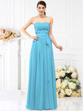 A-Line/Princess Strapless Sash/Ribbon/Belt Sleeveless Long Chiffon Bridesmaid Dresses TPP0005731