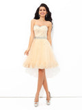 A-Line/Princess Sweetheart Beading Sleeveless Short Satin Cocktail Dresses TPP0008467