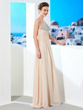 A-Line/Princess Spaghetti Straps Beading Floor-Length Chiffon Dresses TPP0003198