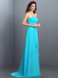 A-Line/Princess Sweetheart Pleats Sleeveless Long Chiffon Bridesmaid Dresses TPP0005681