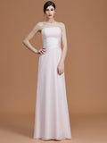 A-Line/Princess Strapless Sleeveless Floor-Length Ruched Chiffon Bridesmaid Dresses TPP0005696