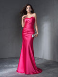 Trumpet/Mermaid Sweetheart Sleeveless Long Satin Dresses TPP0009219