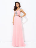 A-line/Princess Straps Beading Sleeveless Long Chiffon Dresses TPP0003377