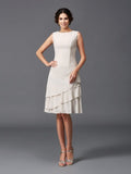 A-Line/Princess Straps Layers Sleeveless Short Chiffon Mother of the Bride Dresses TPP0007303