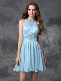 A-line/Princess Scoop Beading Sleeveless Short Chiffon Cocktail Dresses TPP0008646