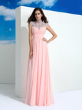 A-Line/Princess Sheer Neck Beading Sleeveless Long Chiffon Dresses TPP0003287