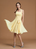 A-Line/Princess Bateau Sleeveless Short/Mini Ruffles Chiffon Bridesmaid Dresses