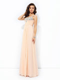 A-line/Princess Spaghetti Straps Beading Sleeveless Long Chiffon Dresses TPP0003415