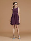 A-Line/Princess Halter Sleeveless Short/Mini Ruffles Chiffon Bridesmaid Dresses