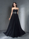 A-Line/Princess Strapless Beading Sleeveless Long Chiffon Dresses TPP0003902