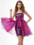 A-Line/Princess Strapless Sleeveless Bowknot Short Organza Homecoming Dresses TPP0008728