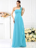 A-Line/Princess One-Shoulder Pleats Sleeveless Long Chiffon Bridesmaid Dresses TPP0005341