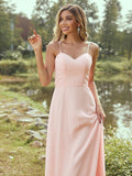 A-Line/Princess Chiffon Sash/Ribbon/Belt Sweetheart Sleeveless Floor-Length Bridesmaid Dresses TPP0004947