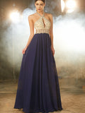 A-Line/Princess Sleeveless Straps Beading Chiffon Floor-Length Dresses TPP0002879