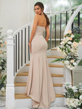 Trumpet/Mermaid Stretch Crepe Ruffles Strapless Sleeveless Sweep/Brush Train Bridesmaid Dresses TPP0004906