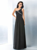 A-Line/Princess One-Shoulder Beading Sleeveless Long Chiffon Dresses TPP0003344