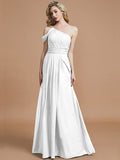 A-Line/Princess One-Shoulder Floor-Length Chiffon Sleeveless Bridesmaid Dresses TPP0005381