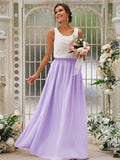 A-Line/Princess Chiffon Ruffles Scoop Sleeveless Floor-Length Bridesmaid Dresses TPP0004949