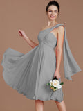 A-Line/Princess One-Shoulder Sleeveless Ruched Short/Mini Chiffon Bridesmaid Dresses TPP0005025